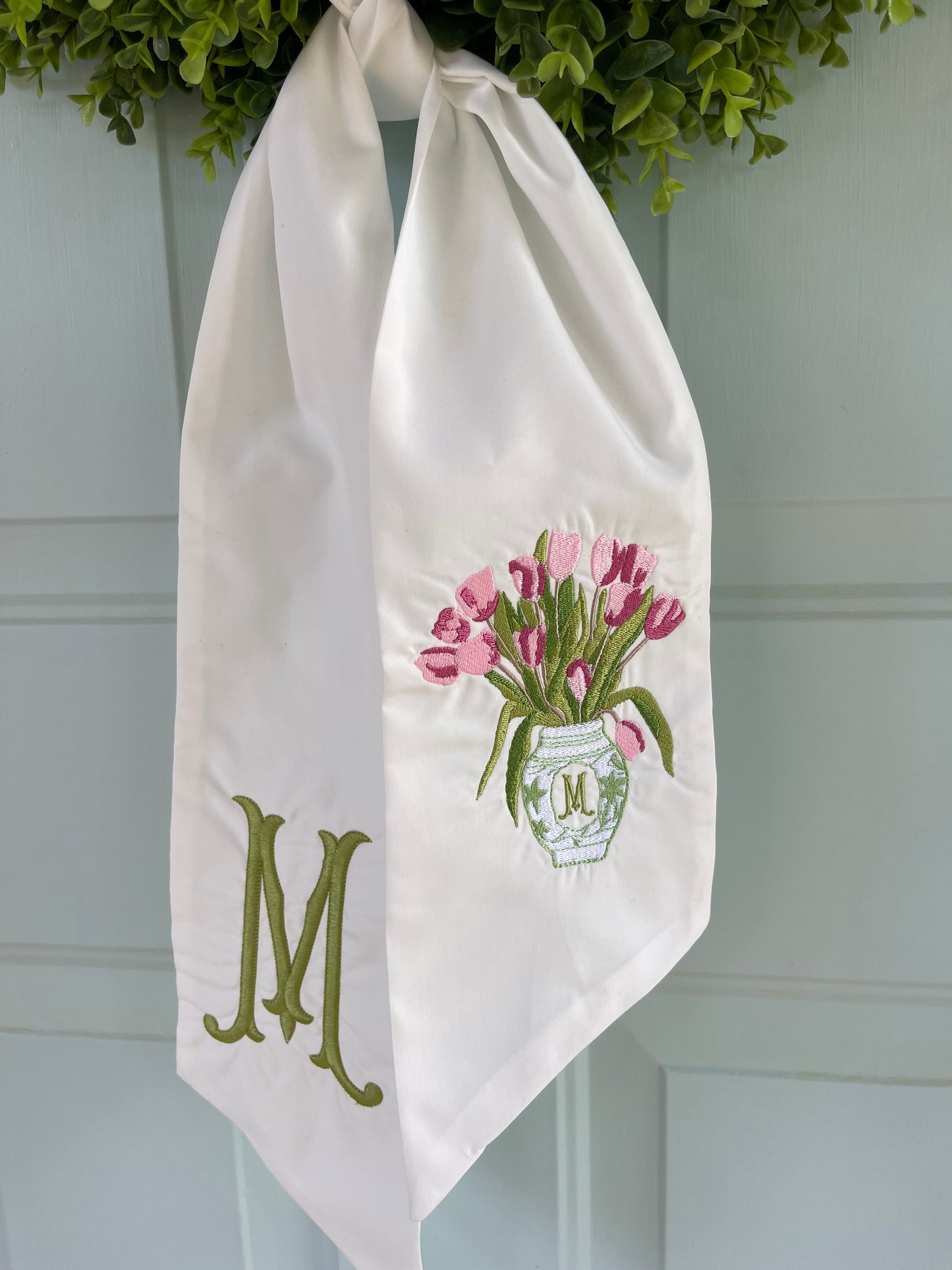 Tulip Garden Wreath Sash