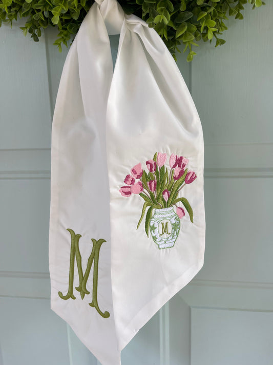 Tulip Garden Wreath Sash