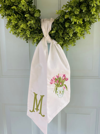 Tulip Garden Wreath Sash