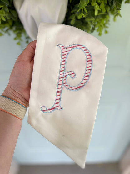 Patriotic Topiary Monogrammed Wreath Sash