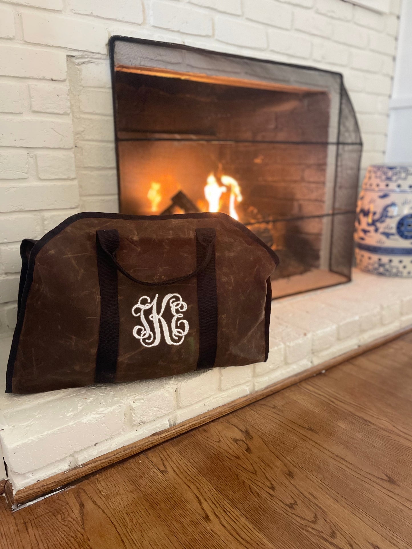 Monogrammed Log Carrier